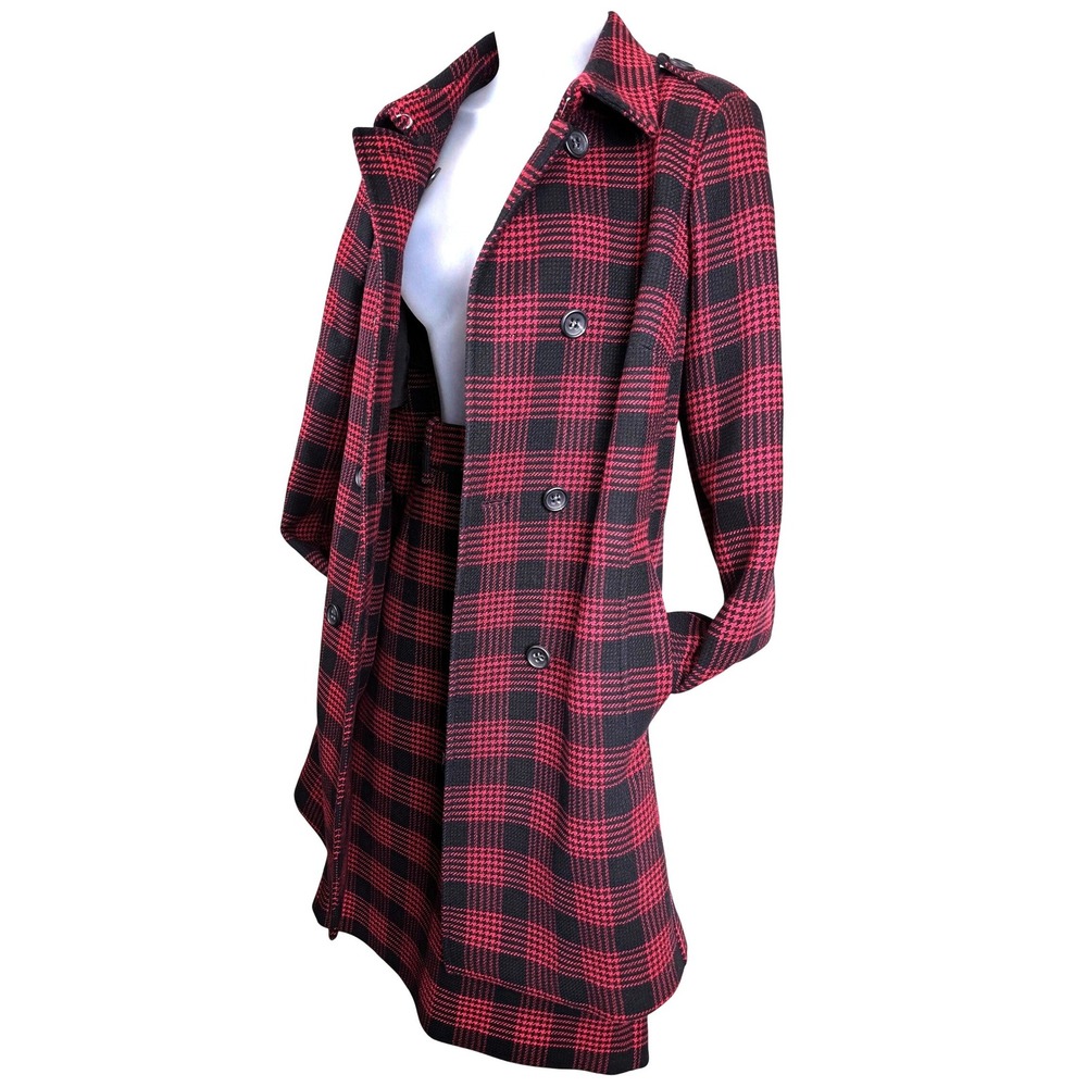 REDValentino Authenticated Plaid Wool Blend Coat Skirt Set IT 46 US 10 2019